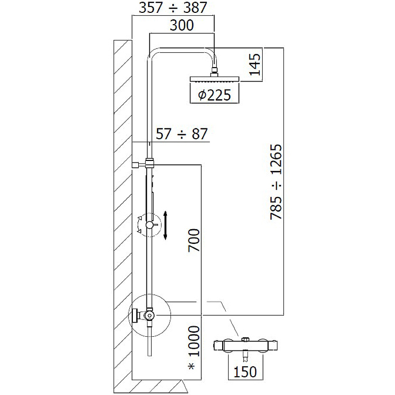 Душевая система Paffoni Mini Birillo ZCOL638LIQNO черная матовая Душевая система Paffoni Mini Birillo ZCOL638LIQNO черная матовая