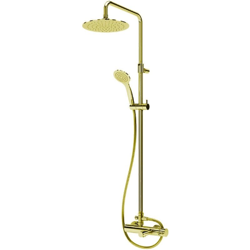 CZR-B-CVD-SR Душевая стойка со смесителем для ванны, верхним и ручным душем, верхний душ из нержавеющей стали диаметр 250 мм, исполнение золото матовое CZR-B-CVD-SR Душевая стойка со смесителем для ванны, верхним и ручным душем, верхний душ из нержавеющей стали диаметр 250 мм, исполнение золото матовое