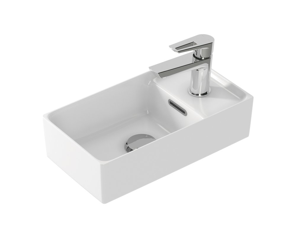 Прямоугольная тонкостенная мебельная раковина CREA с отверстием под смеситель, размером 40 см. Прямоугольная тонкостенная мебельная раковина CREA с отверстием под смеситель, размером 40 см.