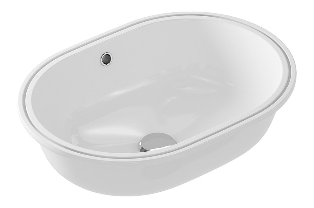 Овальная, встраиваемая снизу столешницы раковина CASPIA, размером 55 см.  Овальная, встраиваемая снизу столешницы раковина CASPIA, размером 55 см.