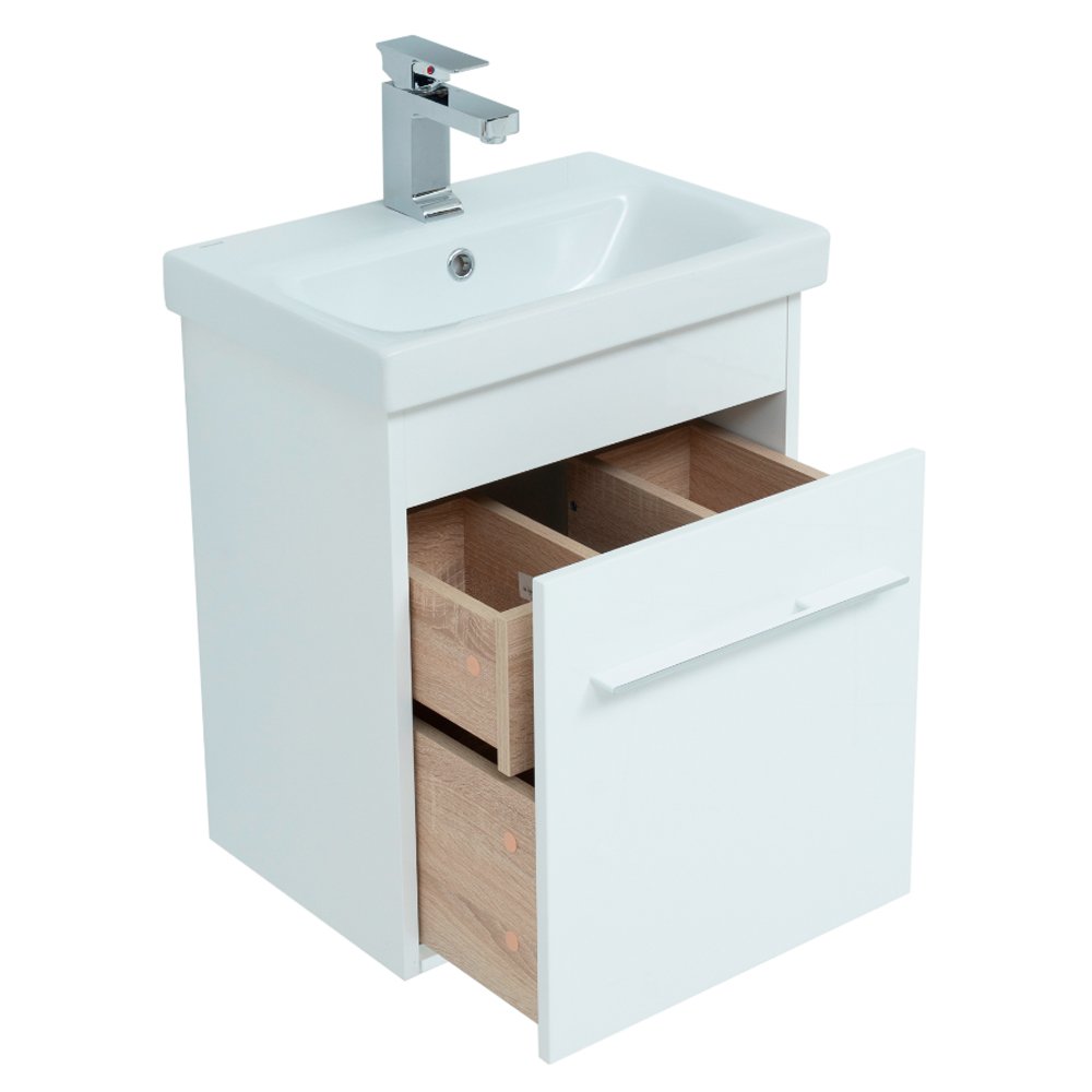 Тумба под раковину Aquanet Августа 50 (Moduo Slim) белый (ручки хром) Тумба под раковину Aquanet Августа 50 (Moduo Slim) белый (ручки хром)