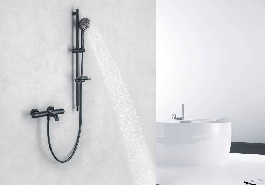 Термостатический смеситель для ванны AQUATEK, матовый черный AQ1043MB  Термостатический смеситель для ванны AQUATEK, матовый черный AQ1043MB