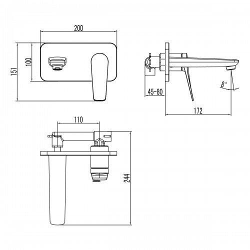 Смеситель Lemark Bronx LM3726GM для раковины, встраиваемый Смеситель Lemark Bronx LM3726GM для раковины, встраиваемый