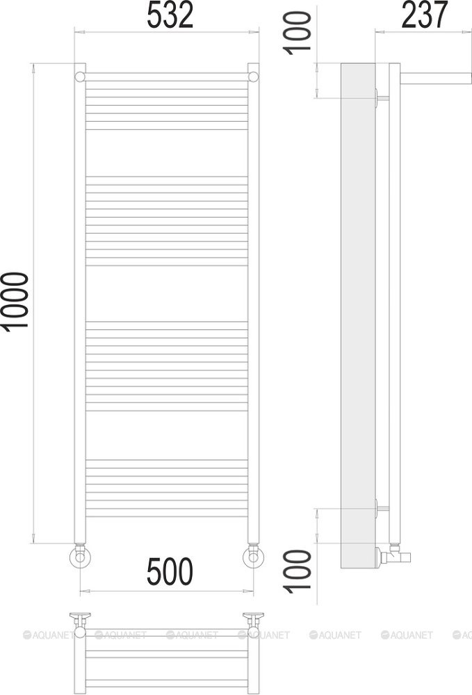 Полотенцесушитель Terminus Аврора с/п П20 500х1000 Полотенцесушитель Terminus Аврора с/п П20 500х1000
