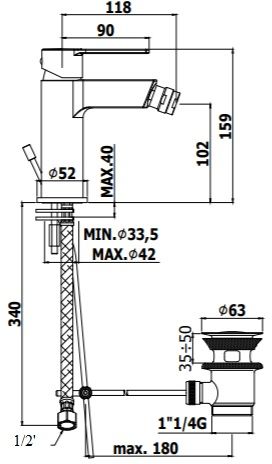 Смеситель для биде Paffoni Ringo RIN135NO черный матовый Смеситель для биде Paffoni Ringo RIN135NO черный матовый