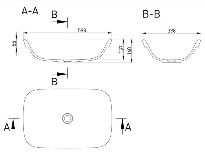Раковина Salini Marea 02 59.8х39.8 1802202M Раковина Salini Marea 02 59.8х39.8 1802202M