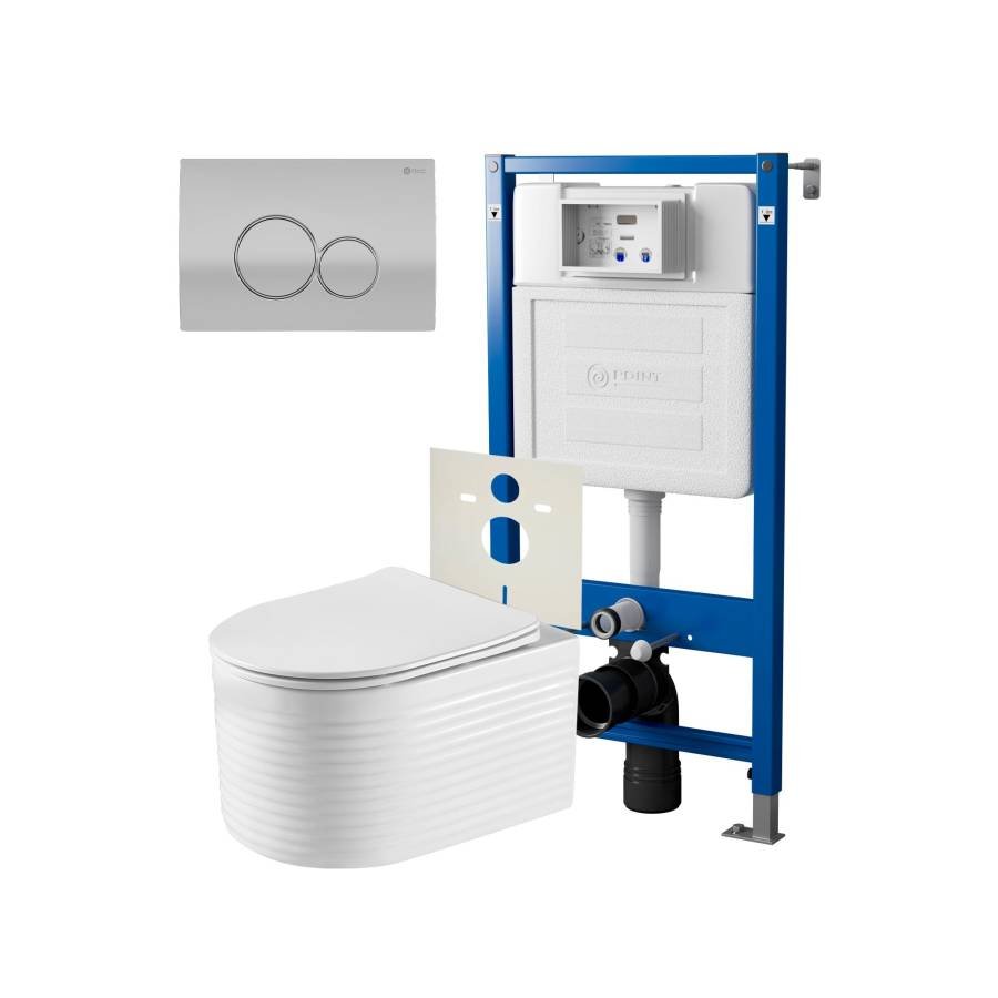 Сет: Система инсталляции Point Элемент для подвесного унитаза PN45120 + Клавиша смыва для инсталляции Point Виктория, цвет сатин/хром, PN44061SC + Унитаз подвесной Point Омега безободковый, белый, сиденье дюропласт, микролифт быстросъемное PN41902 Сет: Система инсталляции Point Элемент для подвесного унитаза PN45120 + Клавиша смыва для инсталляции Point Виктория, цвет сатин/хром, PN44061SC + Унитаз подвесной Point Омега безободковый, белый, сиденье дюропласт, микролифт быстросъемное PN41902