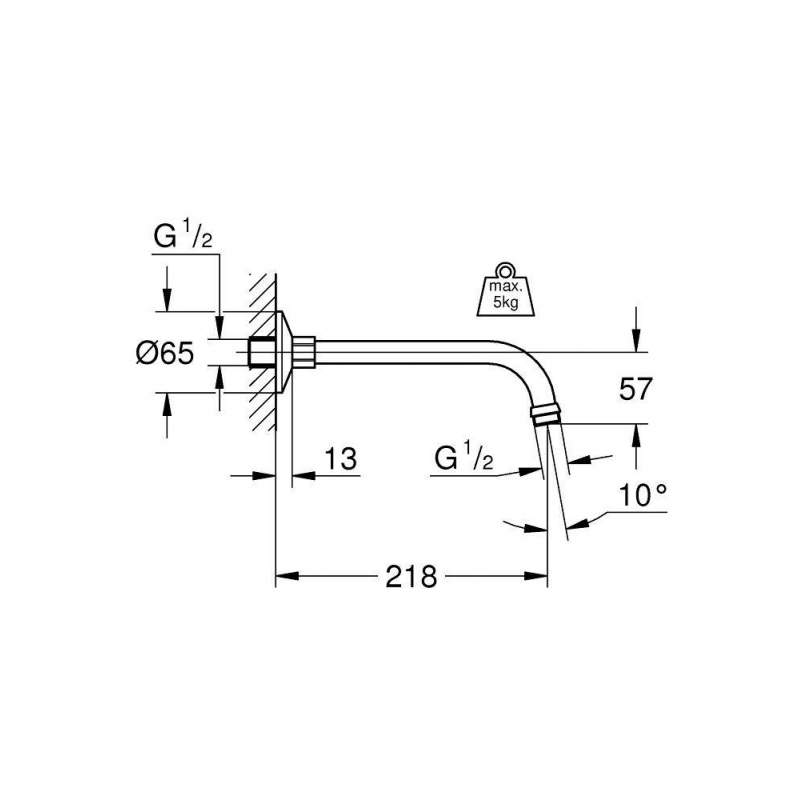 Душевой кронштейн GROHE Relexa 200 мм, хром (27406000) Душевой кронштейн GROHE Relexa 200 мм, хром (27406000)