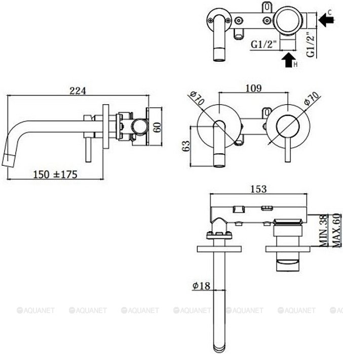 Смеситель для раковины Paffoni Light LIG101NO70 (с внутренней частью) Смеситель для раковины Paffoni Light LIG101NO70 (с внутренней частью)