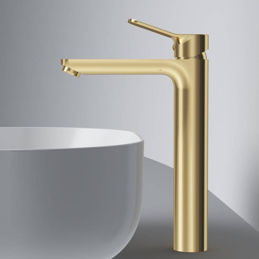 F85A92099 X-Joy, смеситель д/умывальника высокий, золото F85A92099 X-Joy, смеситель д/умывальника высокий, золото