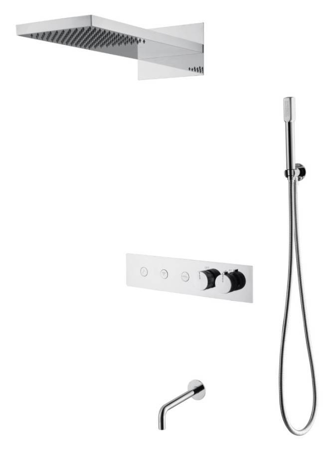 Встроенная душевая система FUSION с термостатом CHROME с изливом Встроенная душевая система FUSION с термостатом CHROME с изливом
