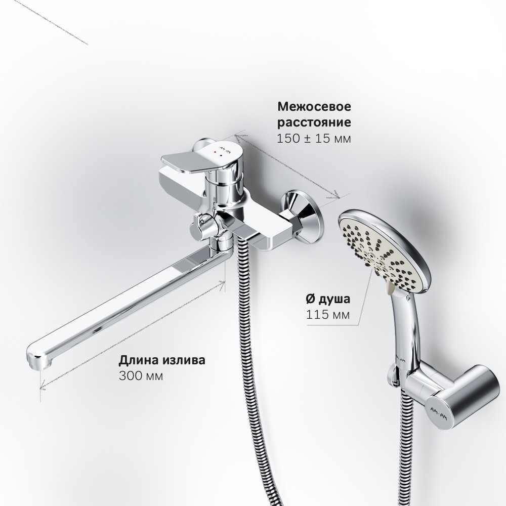 Смеситель Для ванны и душа излив 300 мм, душевой набор, Хром, F85A95000 X-Joy Смеситель Для ванны и душа излив 300 мм, душевой набор, Хром, F85A95000 X-Joy