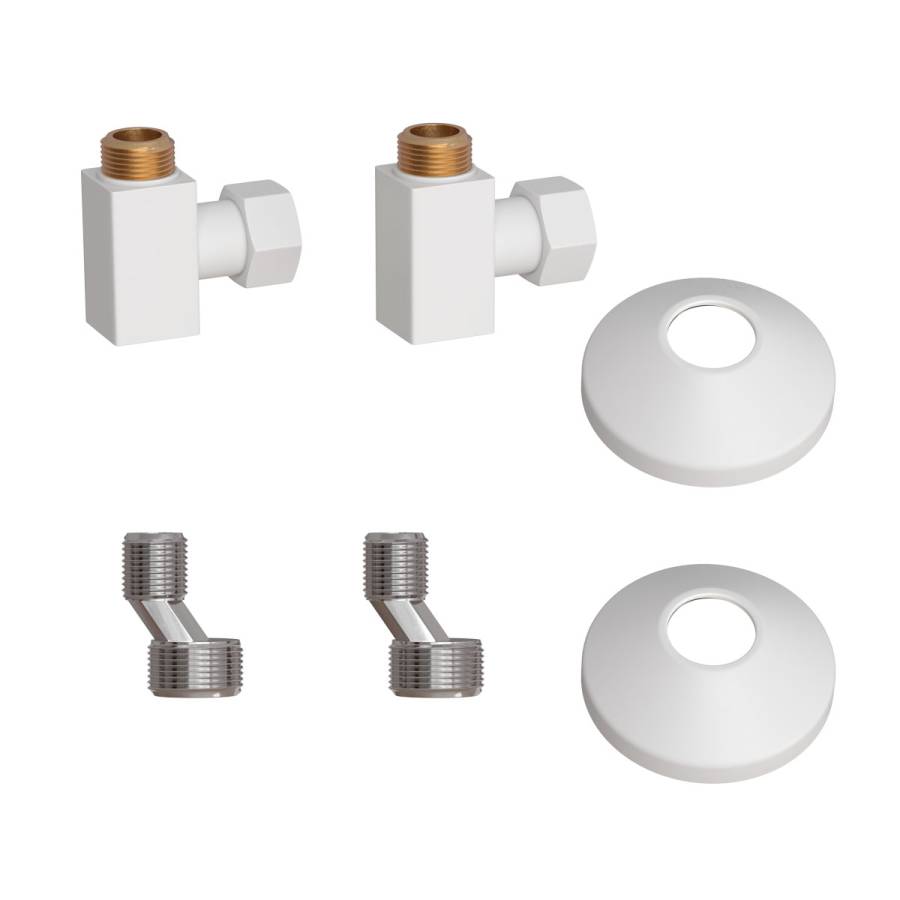 Комплект подключения для полотенцесушителя Point PN00012W 3/4"х1/2" г/ш (квадрат), белый Комплект подключения для полотенцесушителя Point PN00012W 3/4"х1/2" г/ш (квадрат), белый