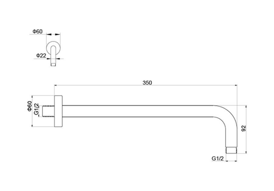 Держатель верхнего душа настенный 350 мм AQUATEK AQ2174CR  Держатель верхнего душа настенный 350 мм AQUATEK AQ2174CR
