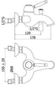 Смеситель для ванны с душем Paffoni Giorgia GI022GF Смеситель для ванны с душем Paffoni Giorgia GI022GF