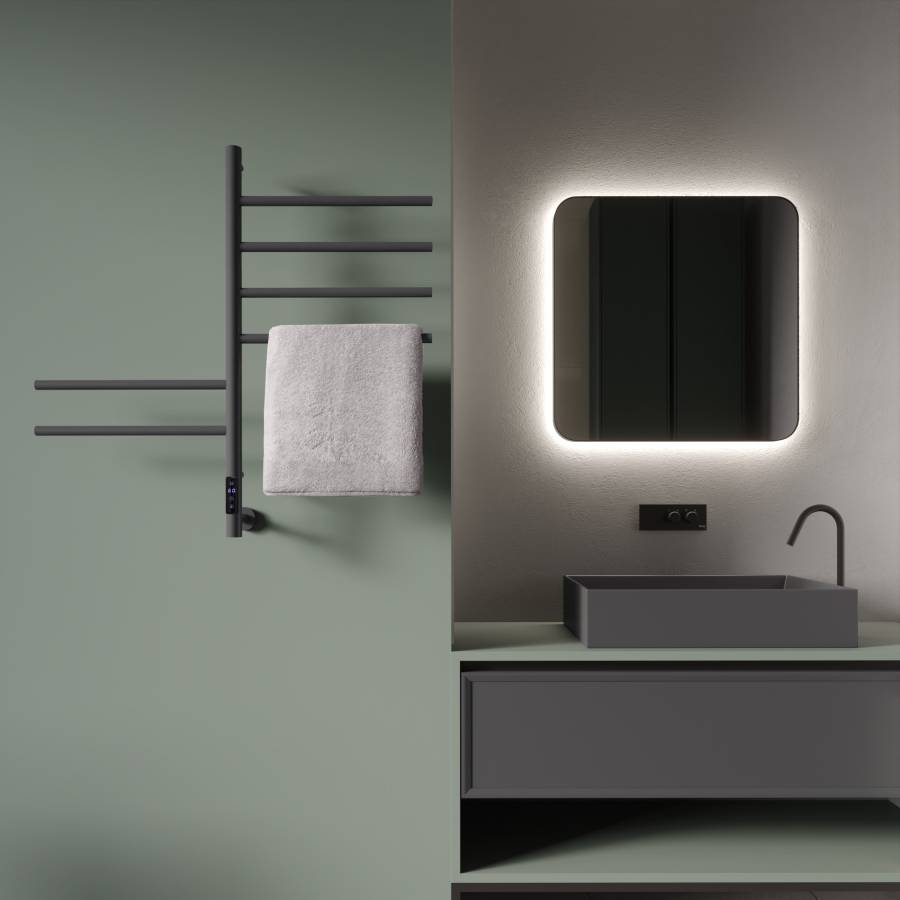 Полотенцесушитель электрический Vincea VTD-1S2CGE 43х80, графит, таймер Полотенцесушитель электрический Vincea VTD-1S2CGE 43х80, графит, таймер