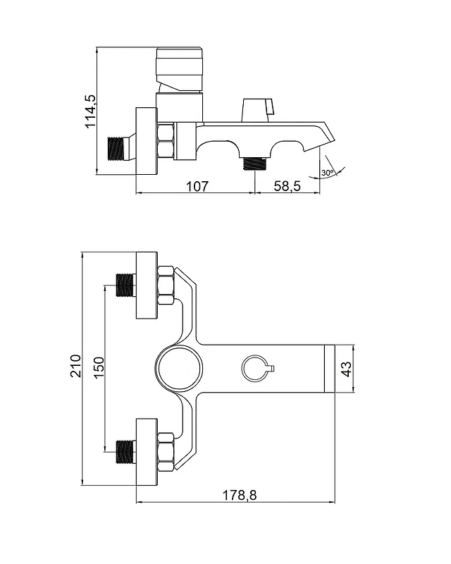 Orange SOLE M03-100cr Смеситель для ванны/душа с декором Orange SOLE M03-100cr Смеситель для ванны/душа с декором