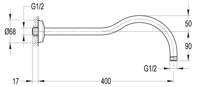 CZR-F-TDA6-01 Кронштейн для душа, круглое сечение, хром CZR-F-TDA6-01 Кронштейн для душа, круглое сечение, хром