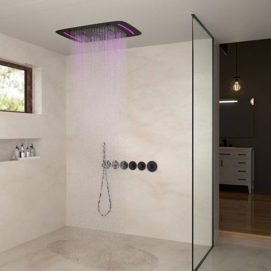 Душевая система Timo Saona SX-2319/03SM скрытого монтажа с термостатом, черный матовый Душевая система Timo Saona SX-2319/03SM скрытого монтажа с термостатом, черный матовый