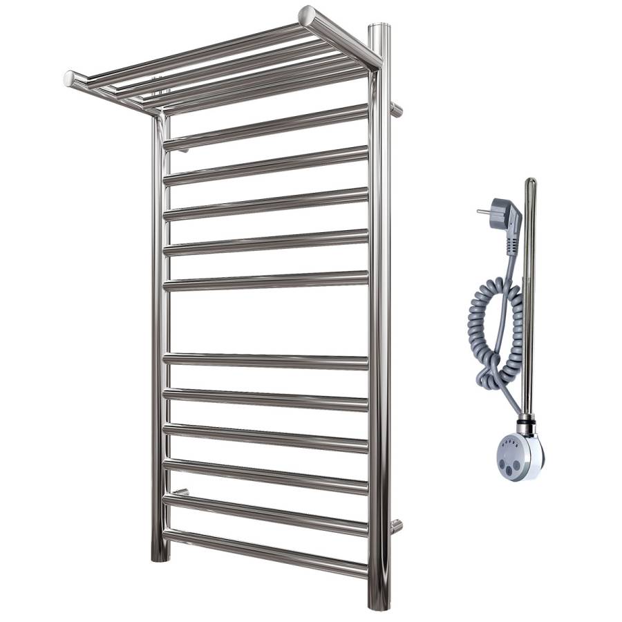 Полотенцесушитель электрический Point Аврора PN10158SPE П11 500x800 с полкой левый/правый, хром Полотенцесушитель электрический Point Аврора PN10158SPE П11 500x800 с полкой левый/правый, хром