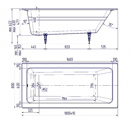 Ванна чугунная Creto Strong 180x80 см 25-1180 Ванна чугунная Creto Strong 180x80 см 25-1180