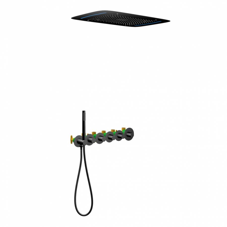 Душевая система Timo Saona SX-2319/03SM скрытого монтажа с термостатом, черный матовый Душевая система Timo Saona SX-2319/03SM скрытого монтажа с термостатом, черный матовый