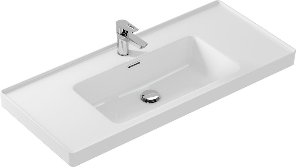 Прямоугольная тонкостенная мебельная раковина CREA с отверстием под смеситель, размером 100 см. Прямоугольная тонкостенная мебельная раковина CREA с отверстием под смеситель, размером 100 см.