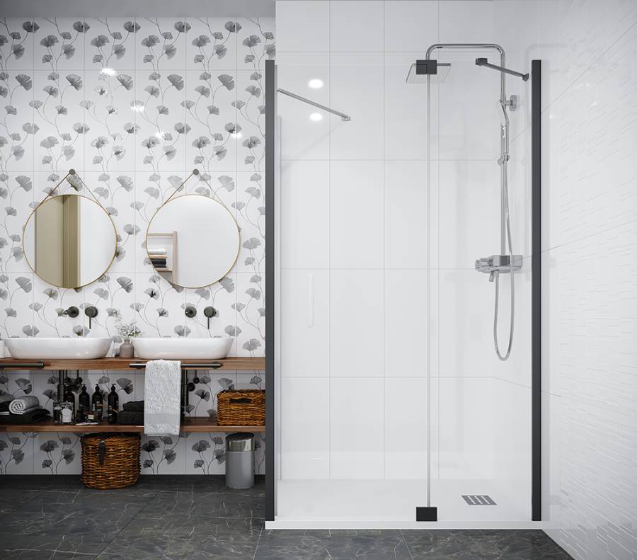 Душевая перегородка Creto Tenta 700 мм стекло прозрачное профиль черный 123-SP-700-C-B-8, EASY CLEAN Душевая перегородка Creto Tenta 700 мм стекло прозрачное профиль черный 123-SP-700-C-B-8, EASY CLEAN