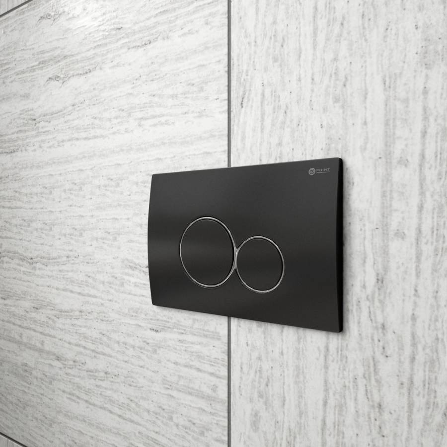 Клавиша смыва Point Виктория PN44061BC для инсталляции, черная/хром Клавиша смыва Point Виктория PN44061BC для инсталляции, черная/хром