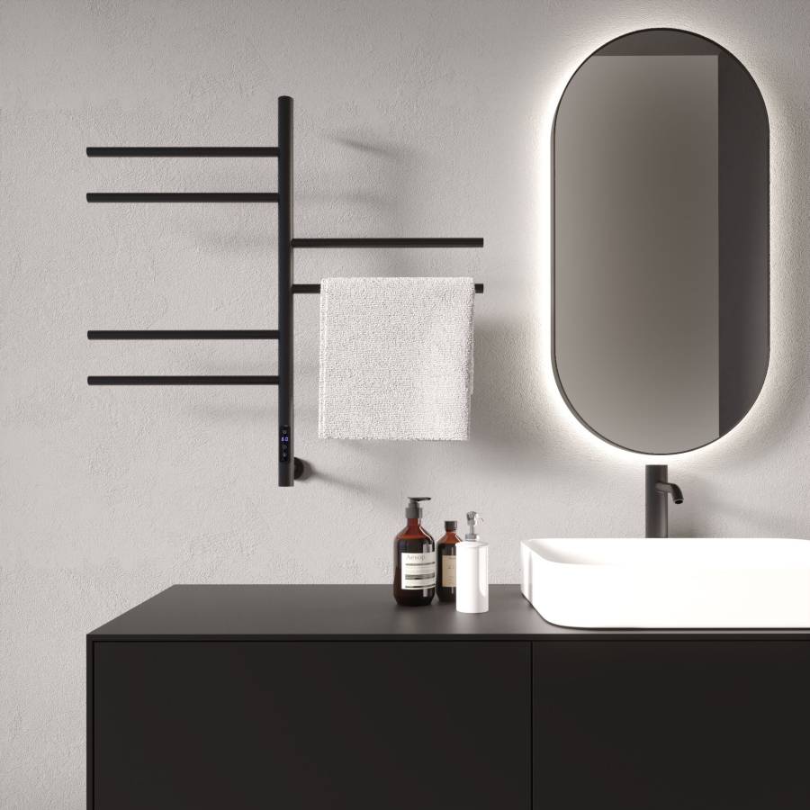 Полотенцесушитель электрический Vincea VTD-1S2CBE 43х80, черный, таймер Полотенцесушитель электрический Vincea VTD-1S2CBE 43х80, черный, таймер