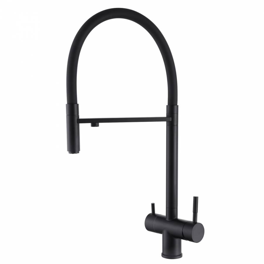 Смеситель ABBER Wasser Kreis AF81141B для кухни с подключением фильтра и выдвижной лейкой, черный матовый Смеситель ABBER Wasser Kreis AF81141B для кухни с подключением фильтра и выдвижной лейкой, черный матовый