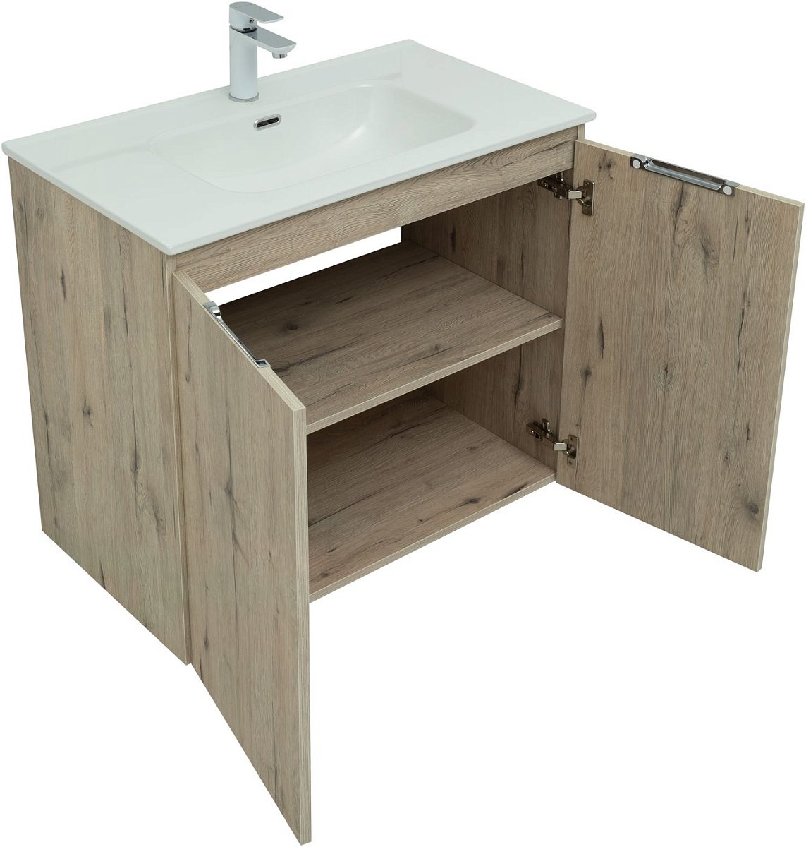 Тумба под раковину Aquanet Алвита New 80 2 дверцы, дуб веллингтон белый Тумба под раковину Aquanet Алвита New 80 2 дверцы, дуб веллингтон белый