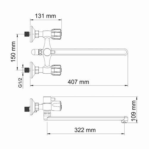 Amper 2902L Смеситель для ванны с длинным изливом Wasserkraft Amper 2902L Смеситель для ванны с длинным изливом Wasserkraft