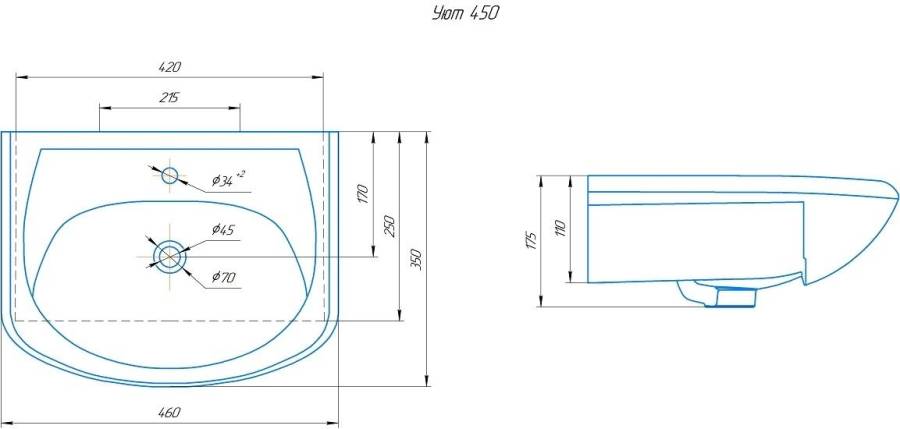 Раковина ROSA Уют 45 Раковина ROSA Уют 45