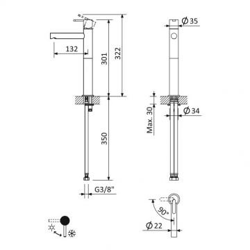 LEAF-LC1-L-NOP Смеситель для накладной раковины однорычажный, с донным клапаном, исполнение Чёрный матовый LEAF-LC1-L-NOP Смеситель для накладной раковины однорычажный, с донным клапаном, исполнение Чёрный матовый