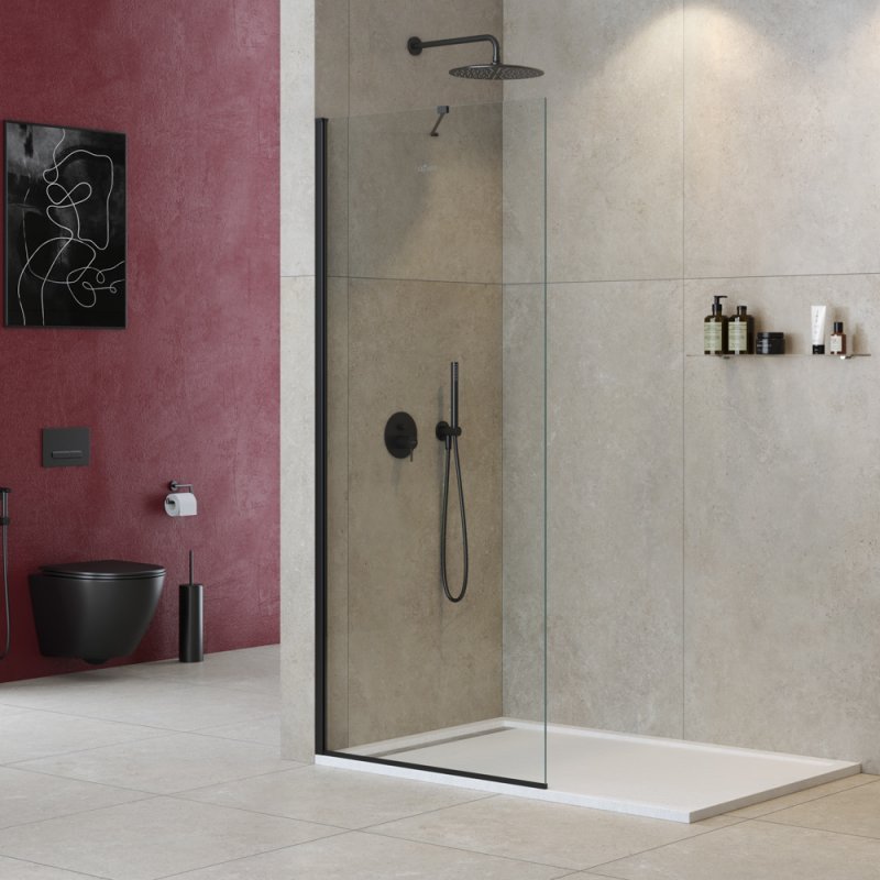 LIBERTA-L-1-TB-100-C-NERO Душевая перегородка универсальная с односторонним входом, стекло прозрачное, профиль чёрный, 1000x1950 мм LIBERTA-L-1-TB-100-C-NERO Душевая перегородка универсальная с односторонним входом, стекло прозрачное, профиль чёрный, 1000x1950 мм