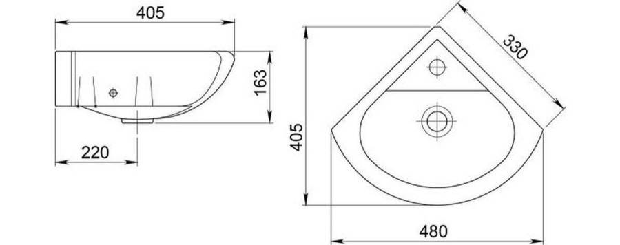 Раковина Santeri Радиан 33 угловая Раковина Santeri Радиан 33 угловая