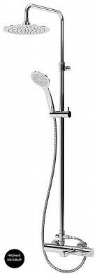 LEAF-CVDA-23-L-NOP Душевая стойка телескопическая, с изливом с верхним и ручным душем, верхний душ диаметр 230 мм АБС пластик, исполнение Чёрный матовый LEAF-CVDA-23-L-NOP Душевая стойка телескопическая, с изливом с верхним и ручным душем, верхний душ диаметр 230 мм АБС пластик, исполнение Чёрный матовый