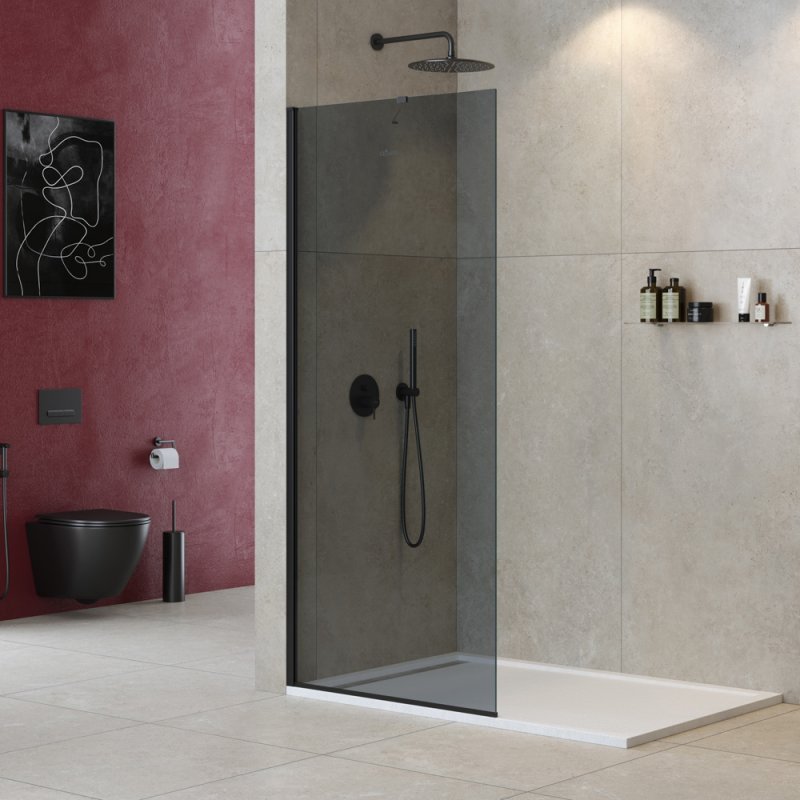 LIBERTA-L-1-TB-100-C-NERO Душевая перегородка универсальная с односторонним входом, стекло прозрачное, профиль чёрный, 1000x1950 мм LIBERTA-L-1-TB-100-C-NERO Душевая перегородка универсальная с односторонним входом, стекло прозрачное, профиль чёрный, 1000x1950 мм