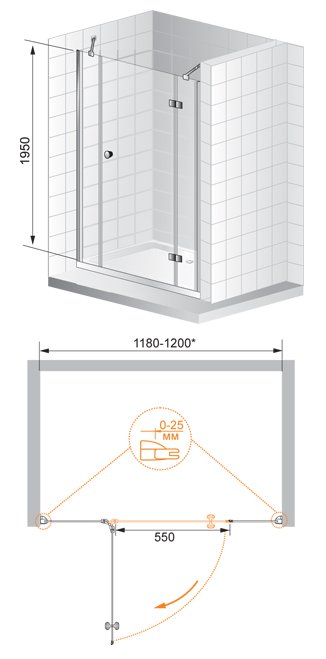 VERONA-W-B-13-60+60/60-C-Cr Душевая дверь VERONA-W-B-13-60+60/60-C-Cr Душевая дверь