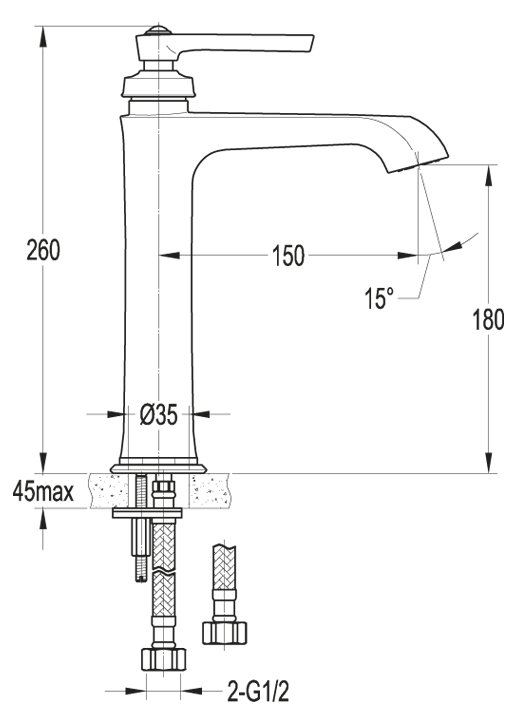 LIBERTY-F-LC-01-W0 Смеситель для накладных раковин без донного клапана, хром LIBERTY-F-LC-01-W0 Смеситель для накладных раковин без донного клапана, хром