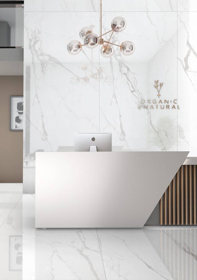 Керамический слэб MANHATTAN WHITE ELEGANCE 2800х1200х6мм, Polished  Керамический слэб MANHATTAN WHITE ELEGANCE 2800х1200х6мм, Polished