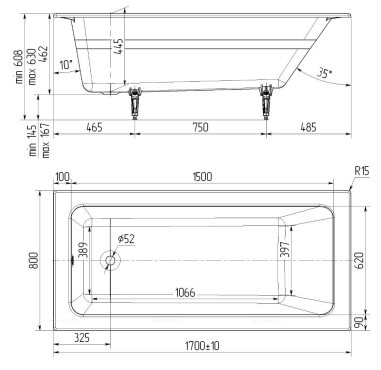 Ванна чугунная Creto Strong 170х80 см 25-1178 Ванна чугунная Creto Strong 170х80 см 25-1178