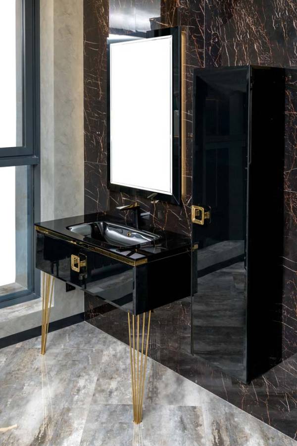 Столешница стекло 100см моноблок Глянцевая Черная Lucido Столешница стекло 100см моноблок Глянцевая Черная Lucido