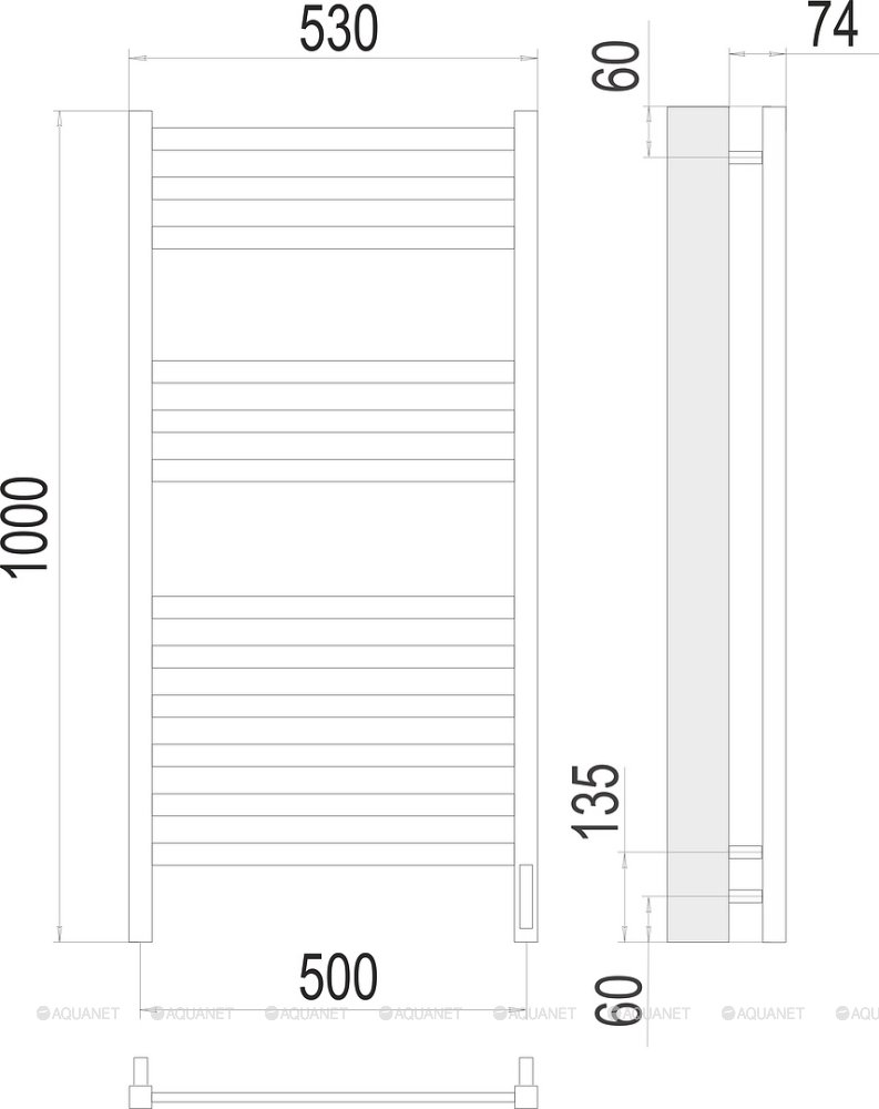 Полотенцесушитель Terminus Енисей П12 500х1000 электро Полотенцесушитель Terminus Енисей П12 500х1000 электро