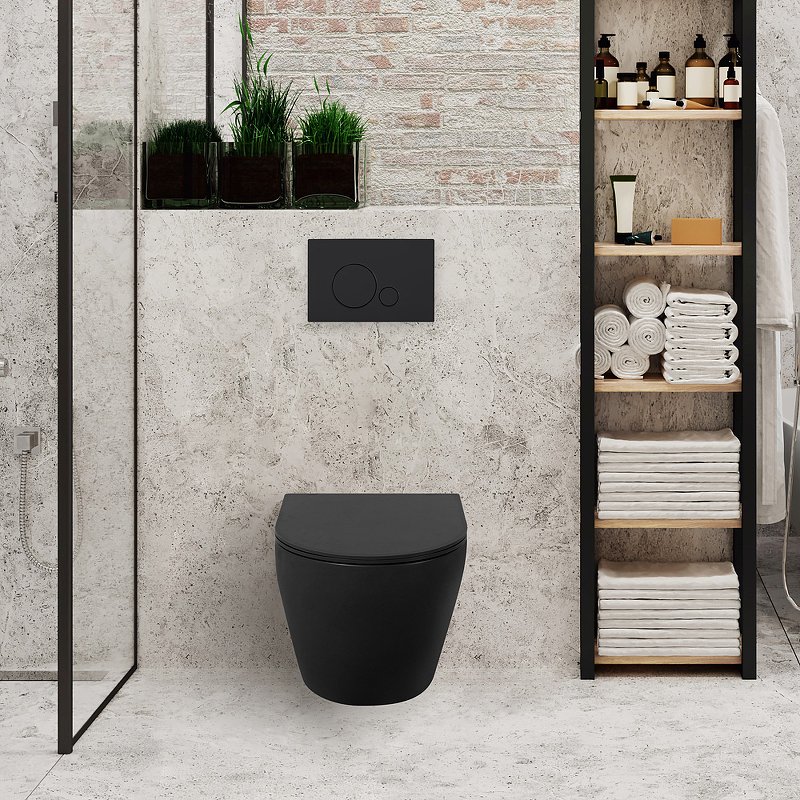 COLORATO Унитаз подвесной безободковый с креплением, чёрный матовый, BB062CHR-MB COLORATO Унитаз подвесной безободковый с креплением, чёрный матовый, BB062CHR-MB
