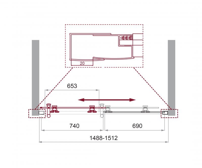 Душевая дверь в нишу BELBAGNO UNO-195-BF-1 Душевая дверь в нишу BELBAGNO UNO-195-BF-1