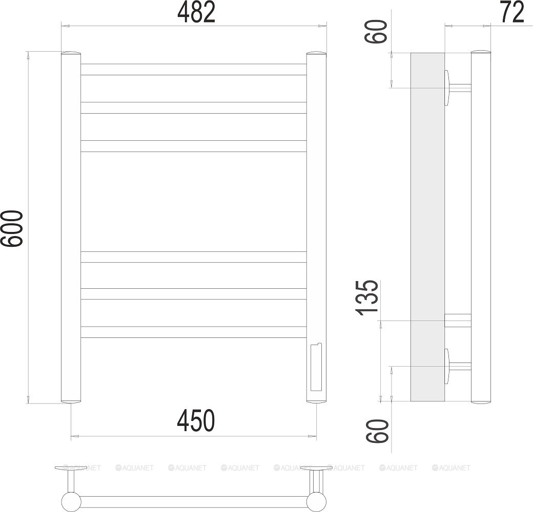 Полотенцесушитель Terminus Аврора П6 450х600 электро КС 9005 матовый Полотенцесушитель Terminus Аврора П6 450х600 электро КС 9005 матовый