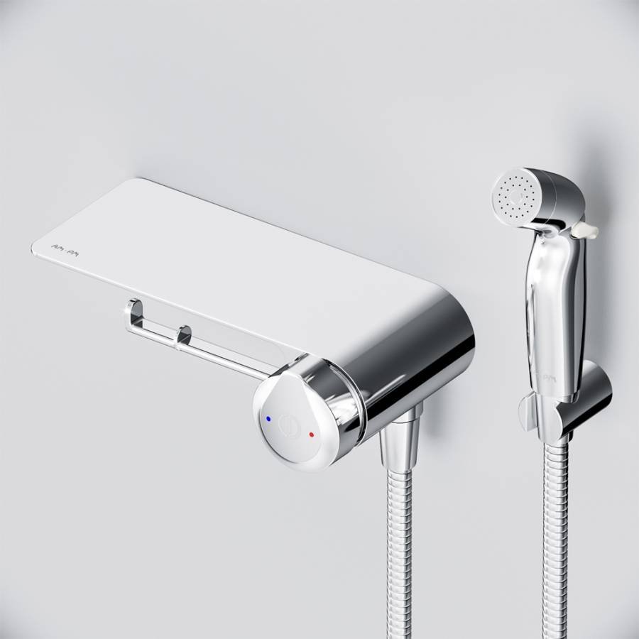 F0H85A800 X-Joy TouchReel, гигиенический набор со смесителем для душа с полкой, держателем туалетной F0H85A800 X-Joy TouchReel, гигиенический набор со смесителем для душа с полкой, держателем туалетной