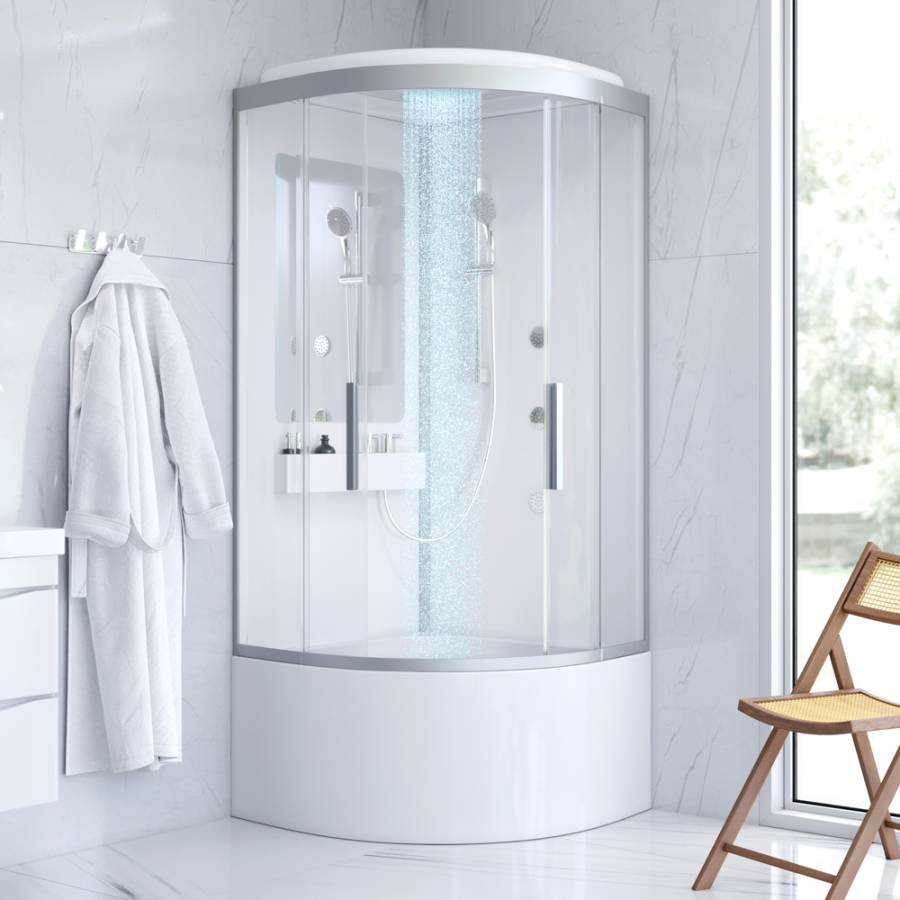 Душевая гидромассажная кабина Am.Pm, 90х90, на высоком поддоне Душевая гидромассажная кабина Am.Pm, 90х90, на высоком поддоне